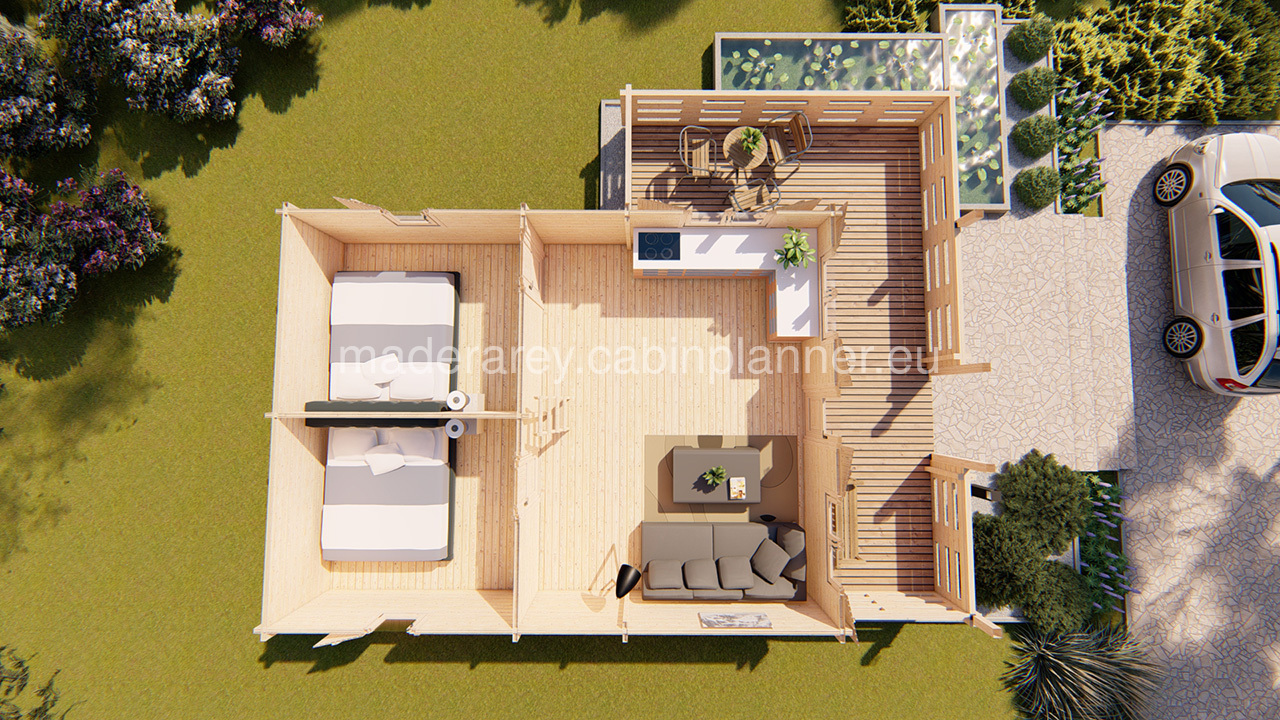 Gustav B 6x8 casa de madera 44mm