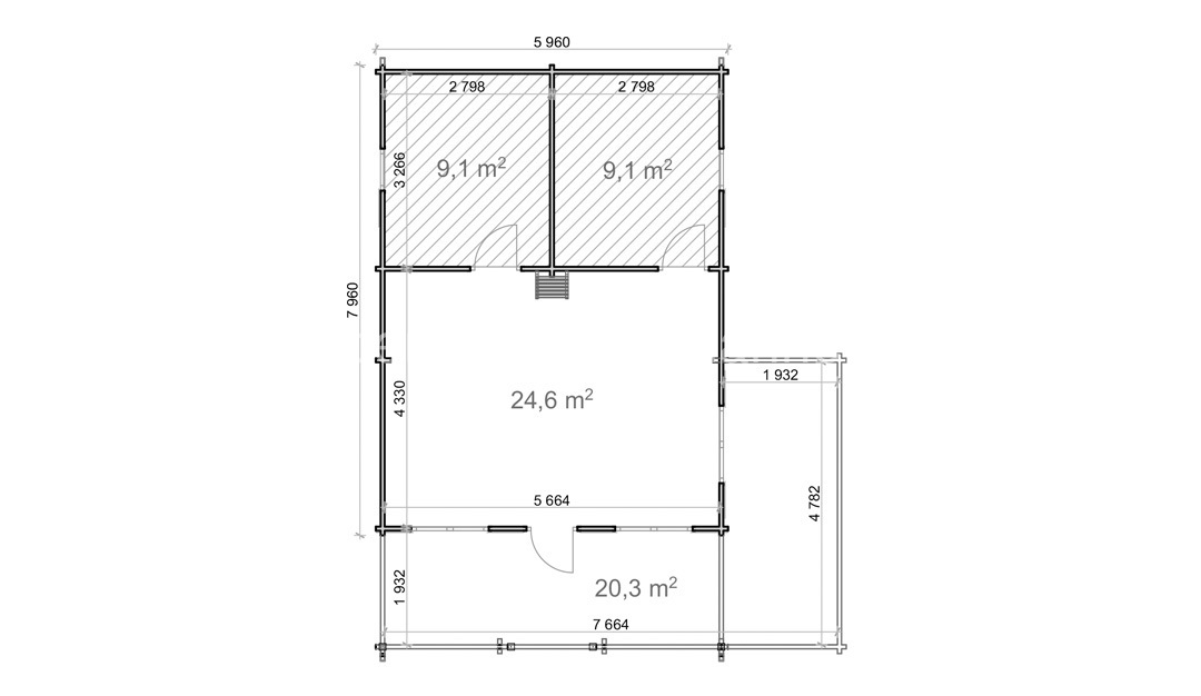 Gustav B 6x8 casa de madera 68mm