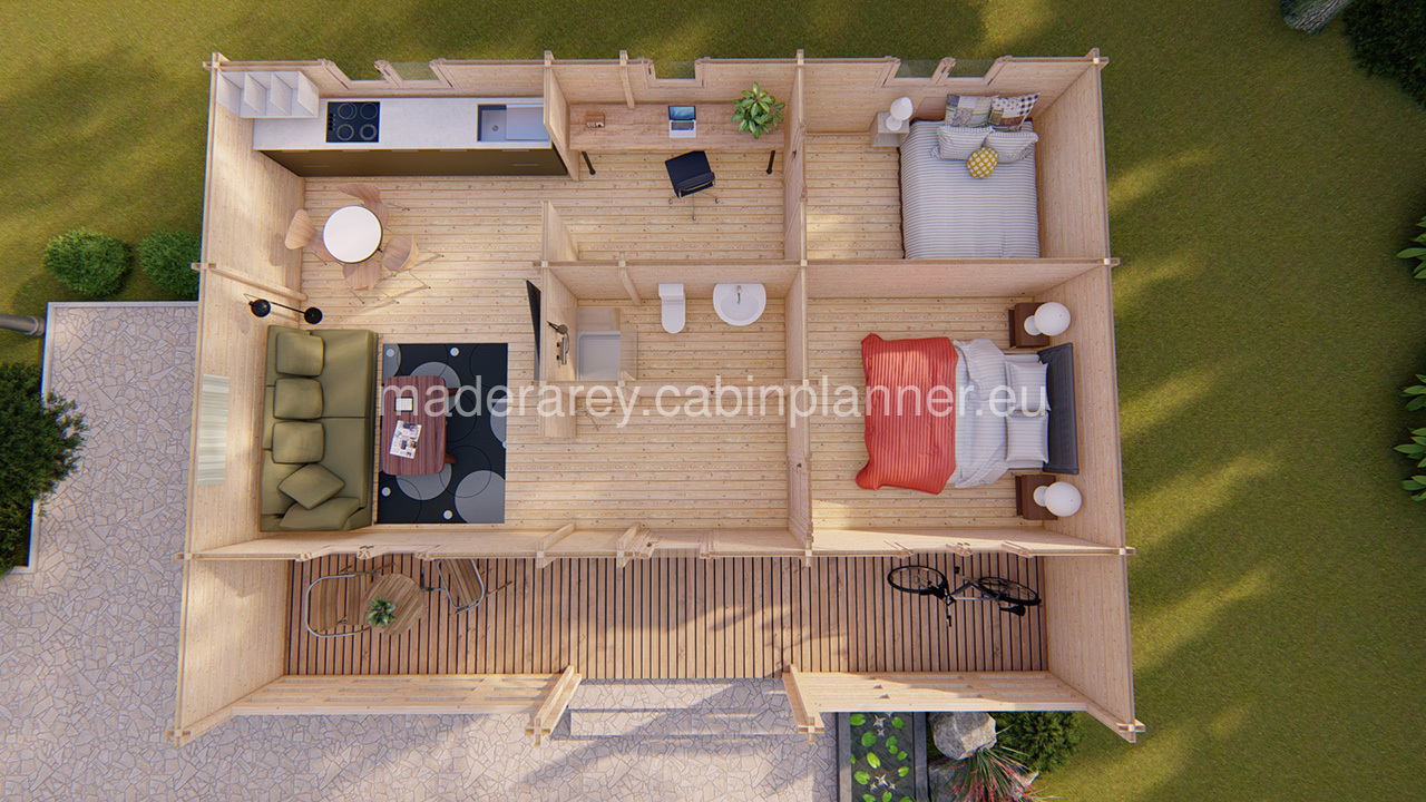 Maja 7.4x10 casa de madera 68mm