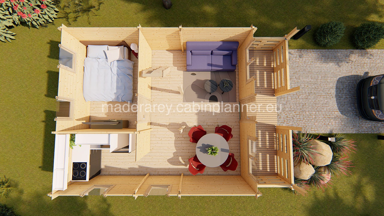Max 5.6x6.6 casa de madera 68mm