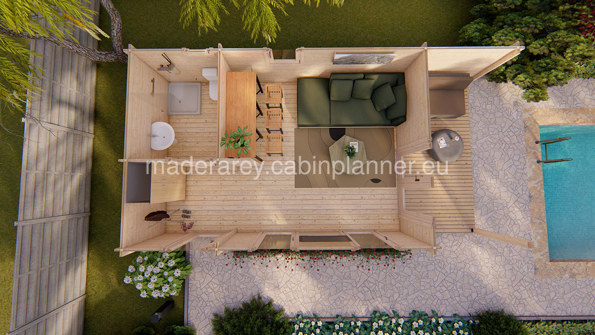 Rico 4.04x7.8 casa de madera 44mm